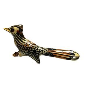 Takahashi Roadrunner Bird Pin Brooch Carved Japanese 3" Long Excellent Condition